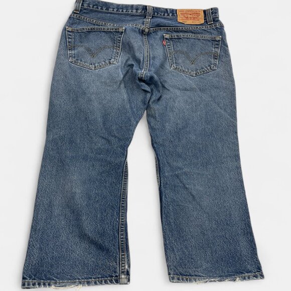 Levi's 505 Men's Blue Denim Jeans Size 34x29 Regular Straight Distressed Vintage - Picture 2 of 14